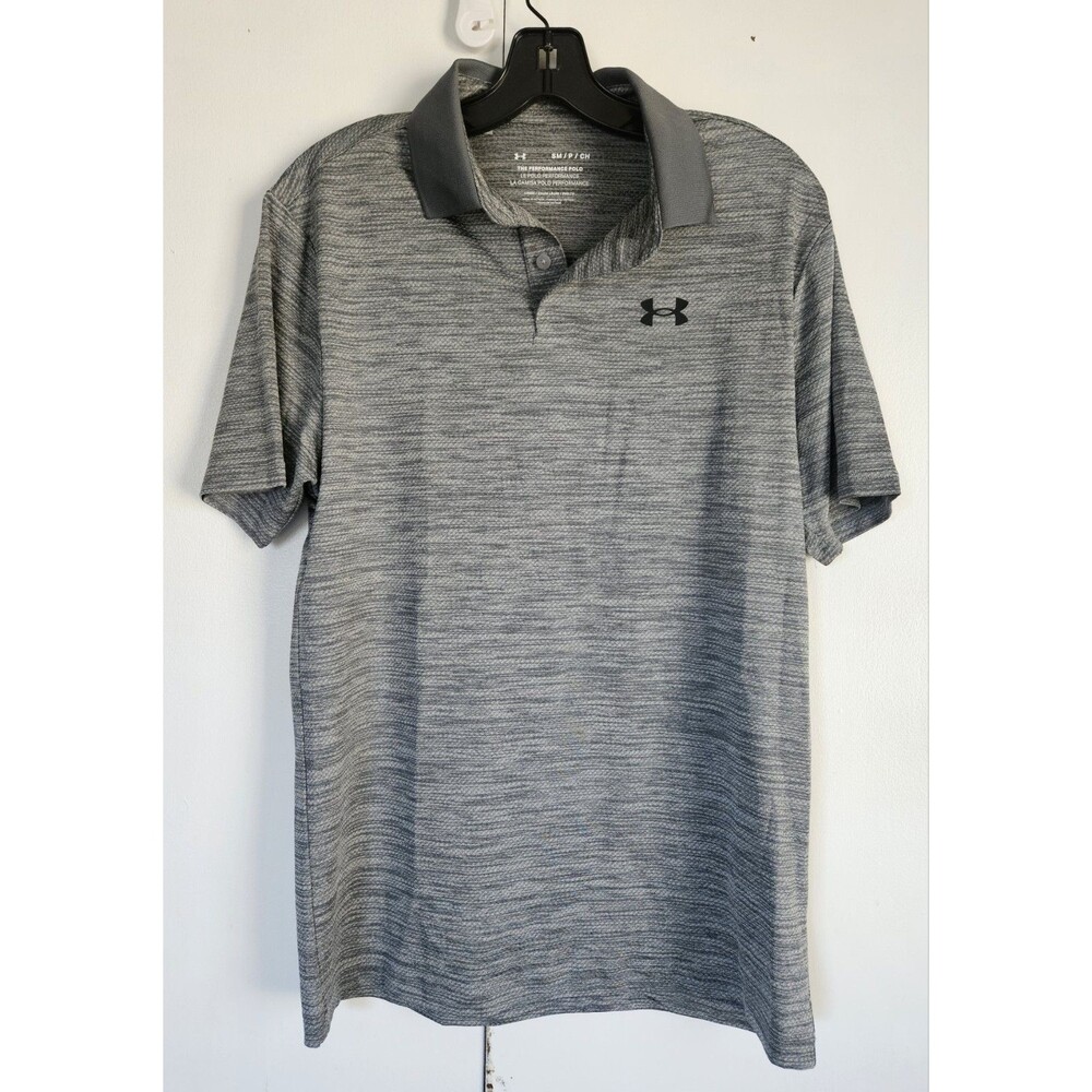 Under Armour Performance Polo Shirt Gray Mens Small Loose Fit Golf